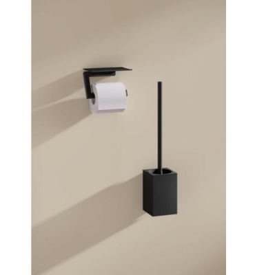 System 900Q Toilet Roll Holder With Shelf - Black